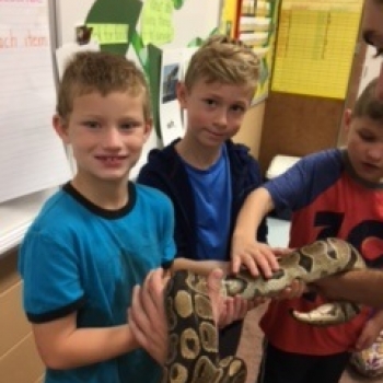 The Cincinnati Zoo program brought a snake to the elementary for kids to hold and touch.
